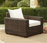 All weather wicker, woven resin.