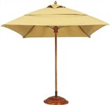 6', 7½', 9' and 11' diameter. One piece Aluminum pole. Fiberglass ribs - Anodized and powder coated finishes. Colors: Yellow, Red, Forest Green, Natural, Pacific Blue, Teal, Celadon, Navy Blue, Beige